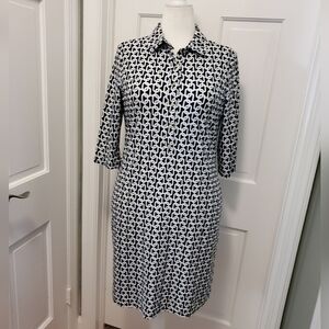 Jude Connally "Susanna" Navy & White Shirt Dress Size Large, Preppy, Classic